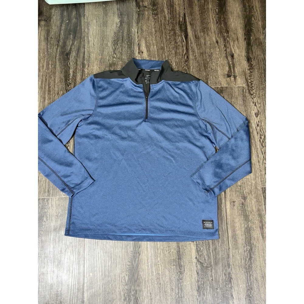 Nike Golf DriFit 1/4 Zip Lightweight Pullover Men L Navy Blue Black Performance